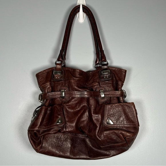 B. Makowsky Leather Shoulder Bag Cognac Brown - Picture 2 of 7